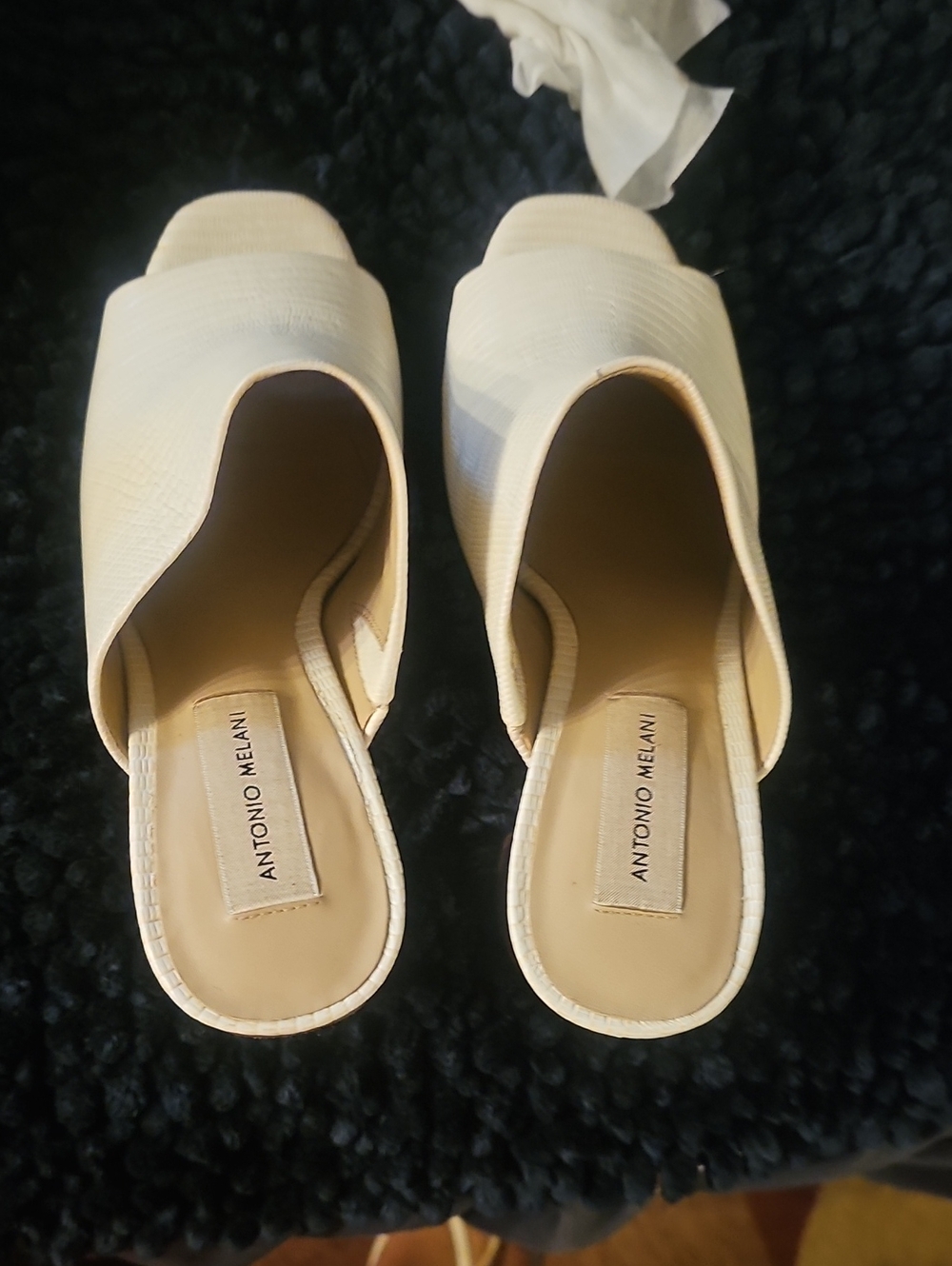 ANTONIO MELANI Cream Open-Toe Slide Mules